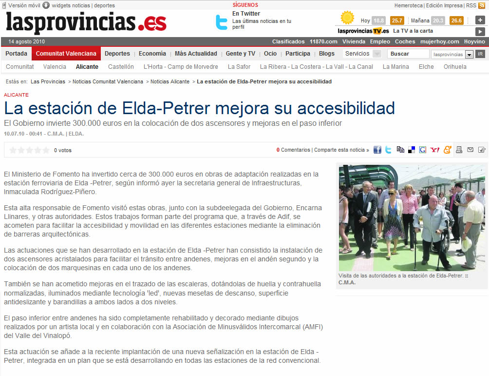 lasprovincias.es 10 de julio de 2010 La estación de Elda-Petrer mejora su accesibilidad lasprovincias.es 10 de julio de 2010 La estación de Elda-Petrer mejora su accesibilidad