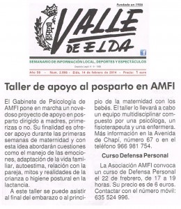 Valle de Elda 14 de febrero de 2014 Taller de apoyo al posparto de AMFI