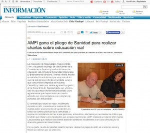 informacion.com 20 de marzo de 2014 AMFI gana el pliego de Sanidad para realizar charlas sobre educación vial