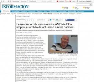 diarioinformacion.com 16 de abril de 2014 La asociación de minusválidos AMFI de Elda amplía su ámbito de actuación a nivel nacional