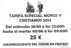 Tarifa especial Moros y Cristianos 2014