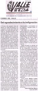 Valle de Elda 12 de septiembre de 2014 Correo del Valle. Del agradecimiento a la indignación por Juan José Ger Marco Socio de AMFI