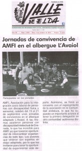 Valle de Elda 3 de octubre de 2014 Jornadas de convivencia de AMFI en el albergue L'Avaiol