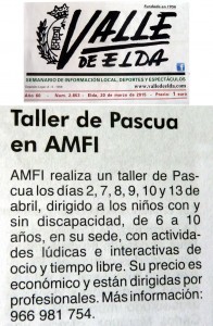 Valle de Elda 20 de marzo de 2015 Taller de Pascua en AMFI