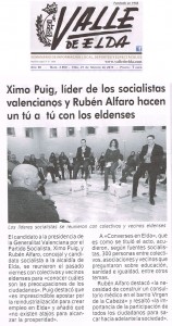 Valle de Elda 27 de febrero de 2015 Ximo Puig, líder de los socialistas valencianos y Rubén Alfaro hacen un tú a tú con los eldenses
