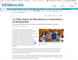 diarioinformacion.com 16 de septiembre de 2015 La Falla Huerto de Elda dedica su monumento a la discapacidad