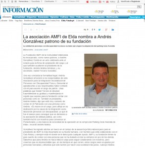 diarioinformacion.com 22 de febrero de 2016 La asociación AMFI de Elda nombra a Andrés Gonzálvez patrono de su fundación