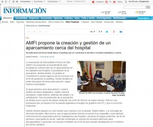 diarioinformacion.com 27 de febrero de 2016 AMFI propone la creación y gestión de un aparcamiento cerca del hospital