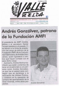 Valle de Elda 19 de febrero de 2016 Andrés Gonzálvez, Patrono de la Fundación AMFI