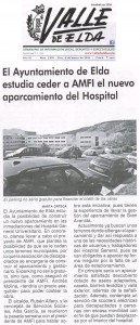 Valle de Elda 4 de marzo de 2016 El Ayuntamiento de Elda estudia ceder a AMFI el nuevo aparcamiento del Hospital