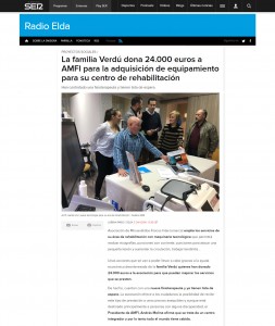 La familia Verdú dona 24.000 euros a AMFI para la adquisición de equipamiento para su centro de rehabilitación