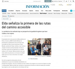 Elda señaliza la primera de las rutas del camino accesible La cartelería se ha realizado bajo un perspectiva de igualdad de género que hace visibles a las mujeres