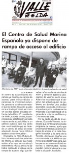 El Centro de Salud Marina Española ya dispone de rampa de acceso al edificio