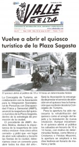 Valle de Elda 26 de mayo de 2017 Vuelve a abrir el quiosco turístico de la Plaza Sagasta