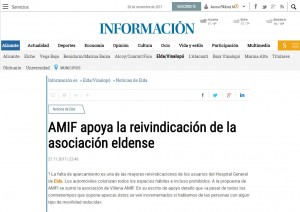 AMIF apoya la reivindicación de la asociación eldense