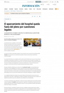 El aparcamiento del hospital queda fuera del pleno por cuestiones legales